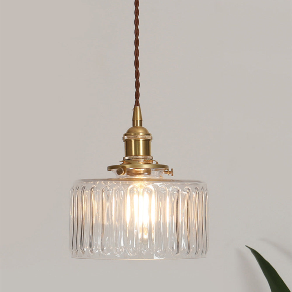 Lampsmodern-UK Vintage Cylinder Glass Pendant Light Adjustable 59 in Drop