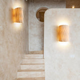 Contemporary Nordic Striped Half Cylinder Wall Sconce Lamp Resin 2-Light