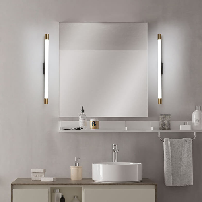 Angled studio shot of the minimalist tube LED wall sconce unlit