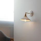 Traditional Vintage Round Wall Sconce Lamp Ceramic Brass 1-Light
