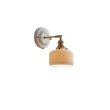 Traditional Vintage Round Wall Sconce Lamp Ceramic Brass 1-Light