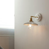 Traditional Vintage Round Wall Sconce Lamp Ceramic Brass 1-Light