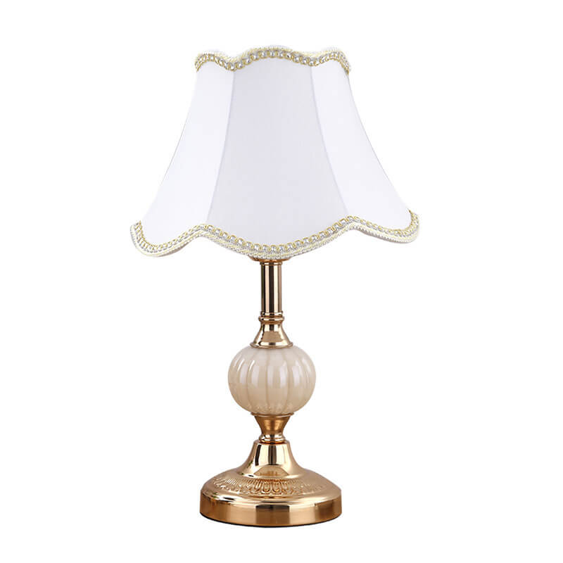 Nordic Vintage Floral Glass Fabric Table Lamp 1-Light
