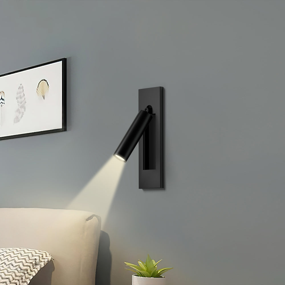 Reading wall light mounted flush against a smooth painted wall