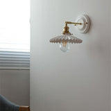 Traditional Vintage Round Wall Sconce Lamp Ceramic Brass 1-Light