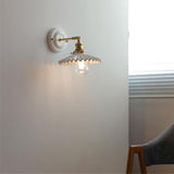 Traditional Vintage Round Wall Sconce Lamp Ceramic Brass 1-Light
