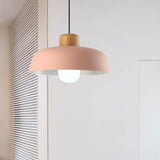 Lampsmodern-UK Nordic Wooden Pendant Light Aluminum Accents D11.8 H5.5in