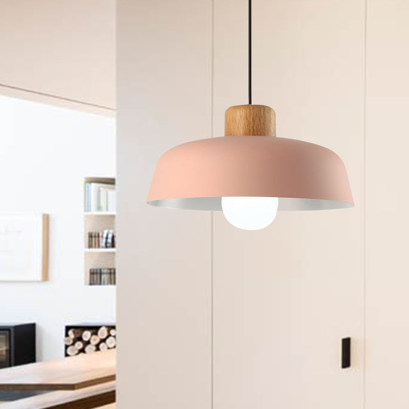 Lampsmodern-UK Nordic Wooden Pendant Light Aluminum Accents D11.8 H5.5in