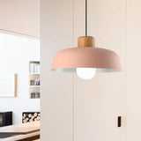 Lampsmodern-UK Nordic Wooden Pendant Light Aluminum Accents D11.8 H5.5in