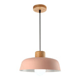 Lampsmodern-UK Nordic Wooden Pendant Light Aluminum Accents D11.8 H5.5in