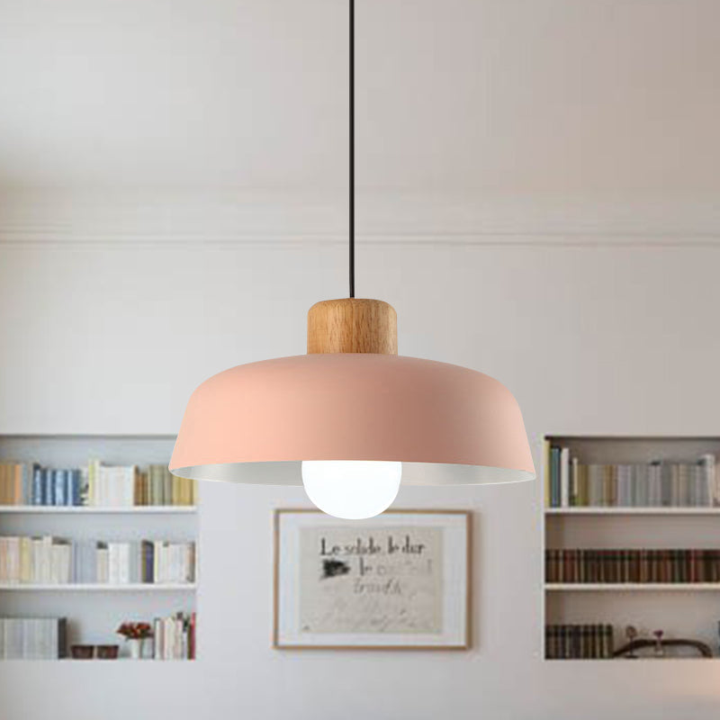 Lampsmodern-UK Nordic Wooden Pendant Light Aluminum Accents D11.8 H5.5in