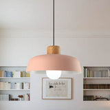 Lampsmodern-UK Nordic Wooden Pendant Light Aluminum Accents D11.8 H5.5in