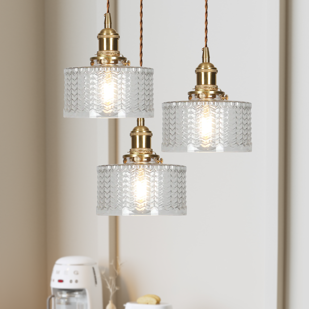 Lampsmodern-UK Vintage Cylinder Glass Pendant Light Adjustable 59 in Drop
