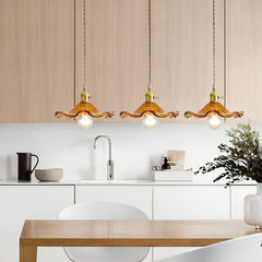 Lampsmodern-UK Stylish Hibiscus Glass Pendant Light Fluted Shade 9.05in×4.72in