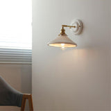 Traditional Vintage Round Wall Sconce Lamp Ceramic Brass 1-Light