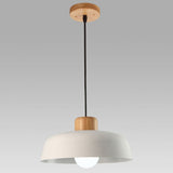 Lampsmodern-UK Nordic Wooden Pendant Light Aluminum Accents D11.8 H5.5in