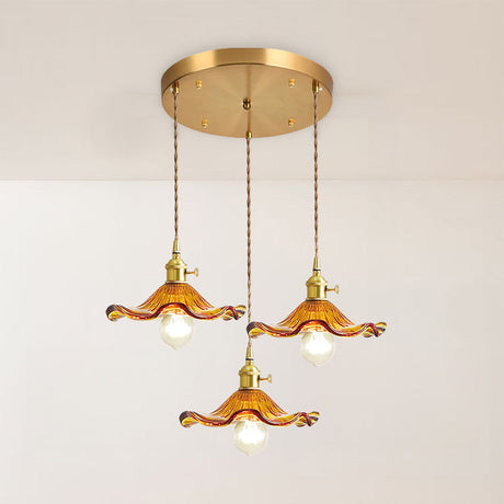 Lampsmodern-UK Stylish Hibiscus Glass Pendant Light Fluted Shade 9.05in×4.72in