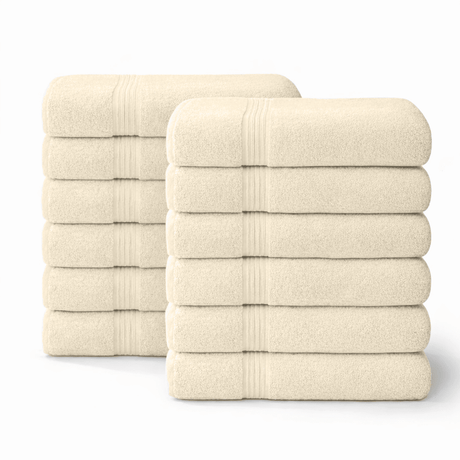 12 - Piece - Large Bath Towels - 100% Cotton, 550 GSM, Luxurious and Absorbent - Bath Towels - Hurbane Home