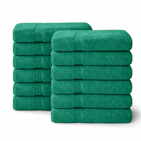 12 - Piece - Large Bath Towels - 100% Cotton, 550 GSM, Luxurious and Absorbent - Bath Towels - Hurbane Home