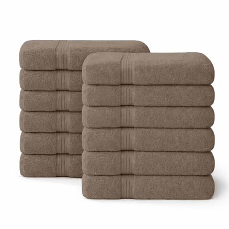 12 - Piece - Large Bath Towels - 100% Cotton, 550 GSM, Luxurious and Absorbent - Bath Towels - Hurbane Home