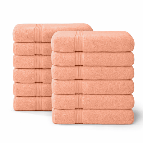 12 - Piece - Large Bath Towels - 100% Cotton, 550 GSM, Luxurious and Absorbent - Bath Towels - Hurbane Home