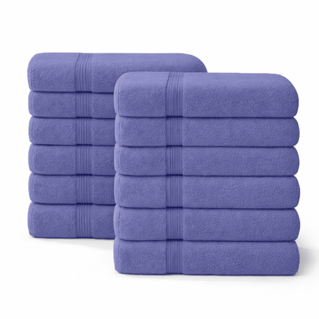 12 - Piece - Large Bath Towels - 100% Cotton, 550 GSM, Luxurious and Absorbent - Bath Towels - Hurbane Home