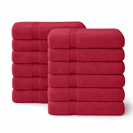 12 - Piece - Large Bath Towels - 100% Cotton, 550 GSM, Luxurious and Absorbent - Bath Towels - Hurbane Home