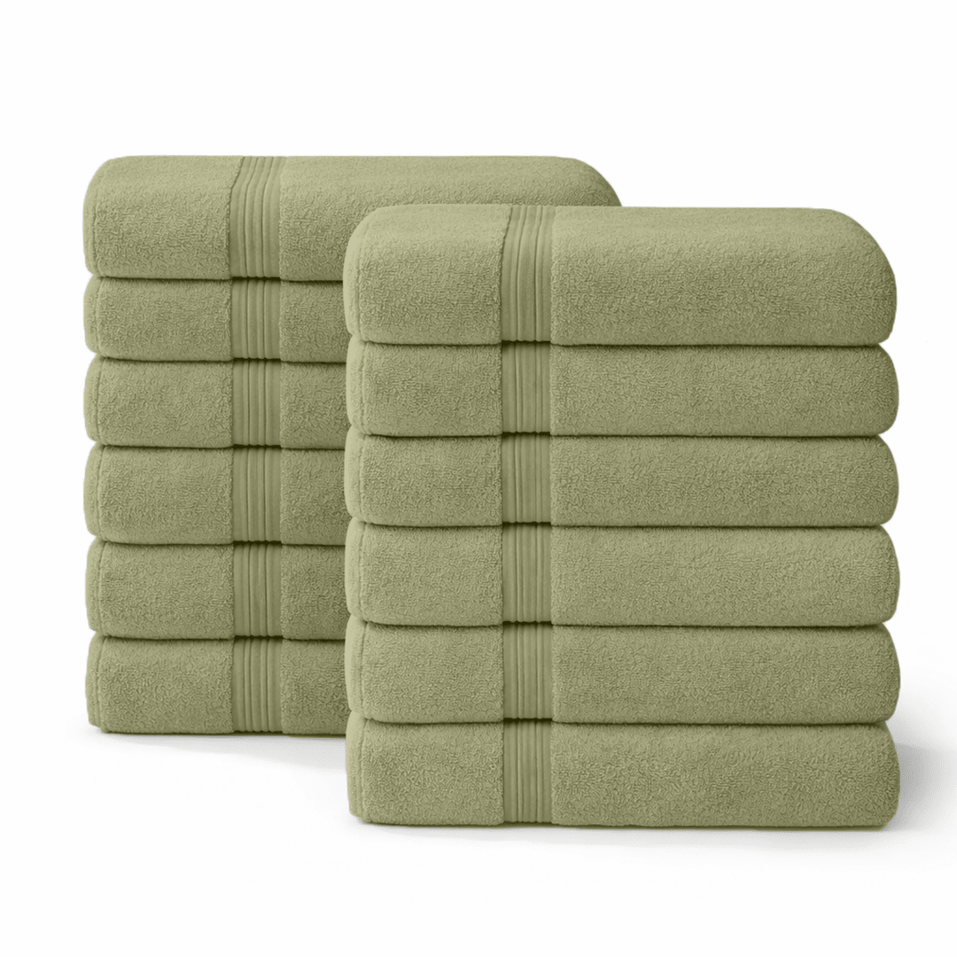 12 - Piece - Large Bath Towels - 100% Cotton, 550 GSM, Luxurious and Absorbent - Bath Towels - Hurbane Home