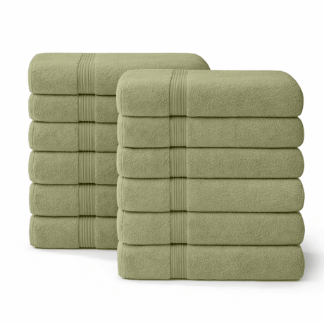 12 - Piece - Large Bath Towels - 100% Cotton, 550 GSM, Luxurious and Absorbent - Bath Towels - Hurbane Home