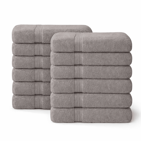 12 - Piece - Large Bath Towels - 100% Cotton, 550 GSM, Luxurious and Absorbent - Bath Towels - Hurbane Home