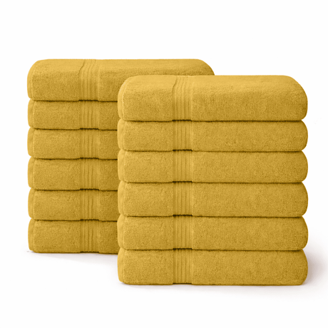 12 - Piece - Large Bath Towels - 100% Cotton, 550 GSM, Luxurious and Absorbent - Bath Towels - Hurbane Home