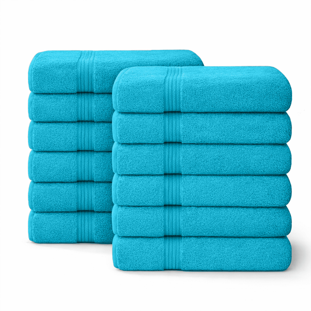 12 - Piece - Large Bath Towels - 100% Cotton, 550 GSM, Luxurious and Absorbent - Bath Towels - Hurbane Home