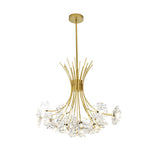 Gold sputnik dandelion chandelier on a plain studio-white background