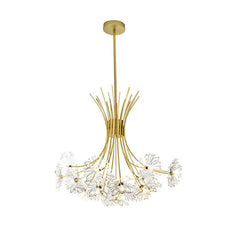 Gold sputnik dandelion chandelier on a plain studio-white background