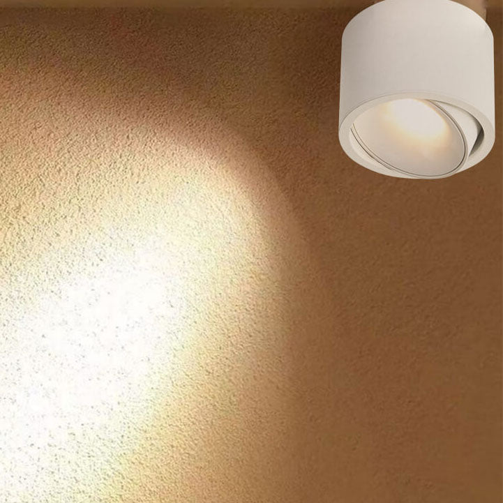 Modern Minimalist Round Adjustable LED Flush Mount Spotlight Aluminum 1-Light
