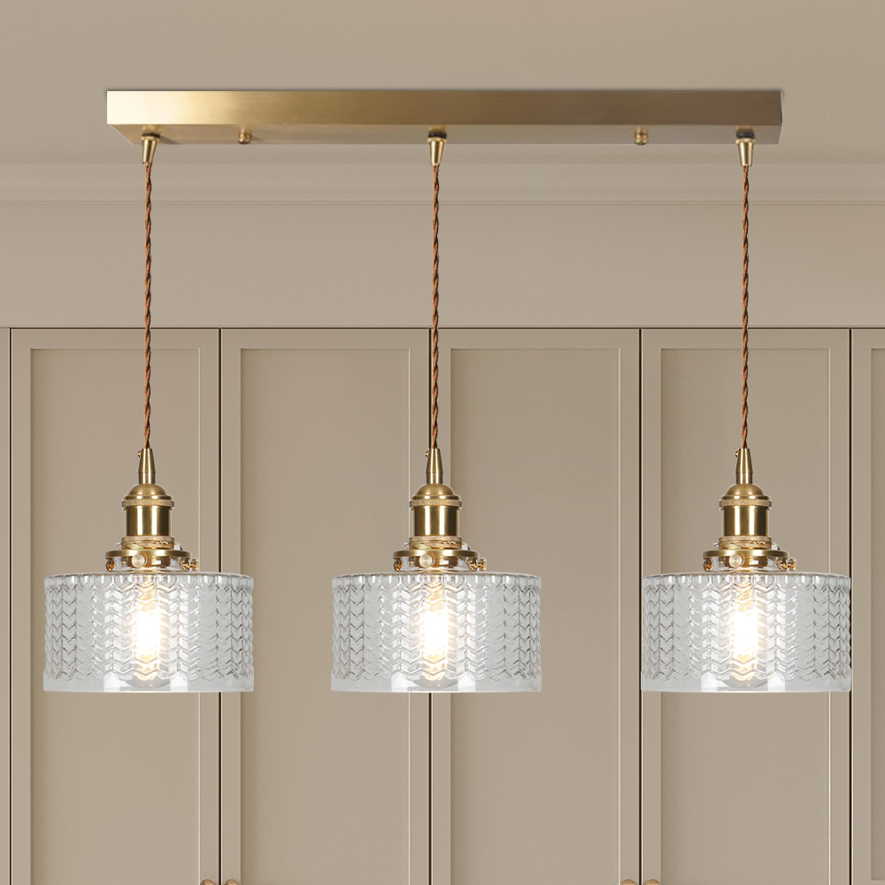 Lampsmodern-UK Vintage Cylinder Glass Pendant Light Adjustable 59 in Drop