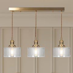 Lampsmodern-UK Vintage Cylinder Glass Pendant Light Adjustable 59 in Drop