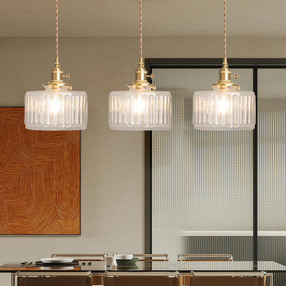 Lampsmodern-UK Vintage Cylinder Glass Pendant Light Adjustable 59 in Drop