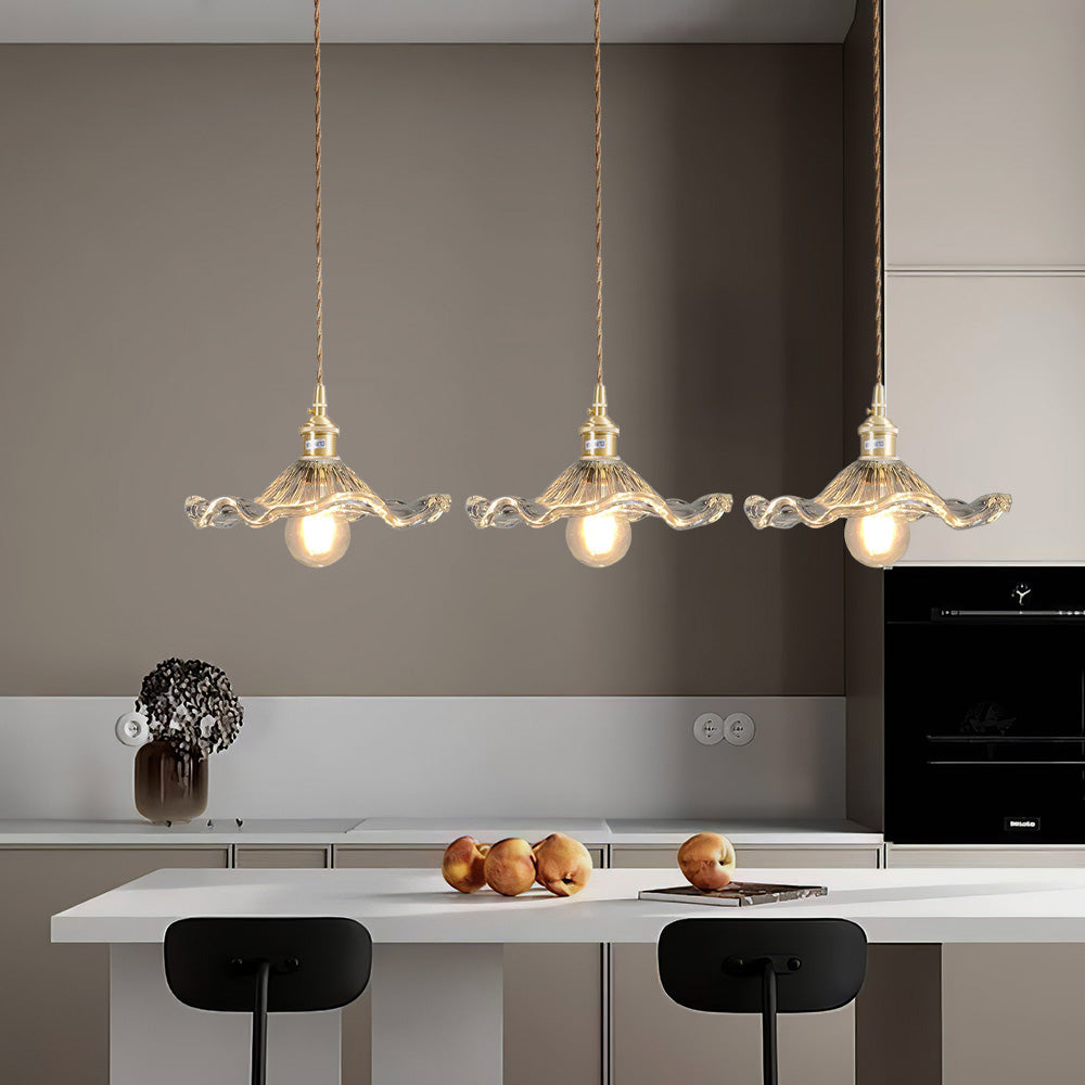 Lampsmodern-UK Stylish Hibiscus Glass Pendant Light Fluted Shade 9.05in×4.72in