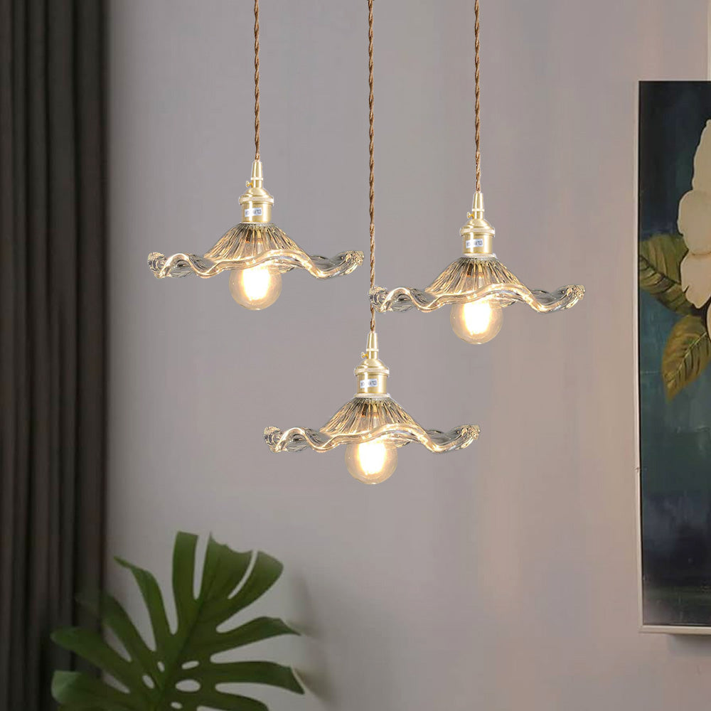 Lampsmodern-UK Stylish Hibiscus Glass Pendant Light Fluted Shade 9.05in×4.72in
