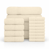 16 Piece Cotton Bath Towel Set - Plush, Absorbent, Quick - Drying Luxury - Bath Towels - Hurbane Home