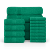 16 Piece Cotton Bath Towel Set - Plush, Absorbent, Quick - Drying Luxury - Bath Towels - Hurbane Home