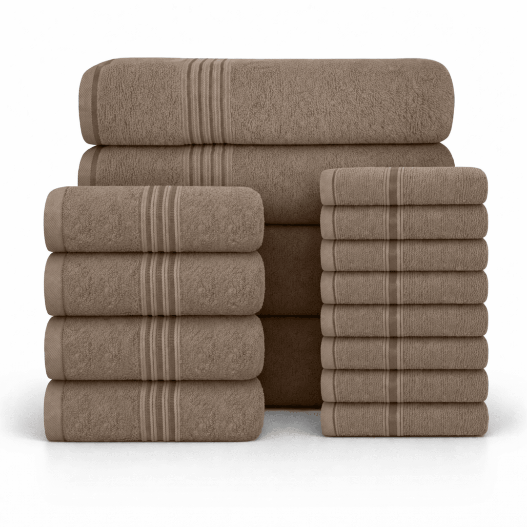 16 Piece Cotton Bath Towel Set - Plush, Absorbent, Quick - Drying Luxury - Bath Towels - Hurbane Home