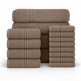 16 Piece Cotton Bath Towel Set - Plush, Absorbent, Quick - Drying Luxury - Bath Towels - Hurbane Home