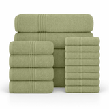 16 Piece Cotton Bath Towel Set - Plush, Absorbent, Quick - Drying Luxury - Bath Towels - Hurbane Home