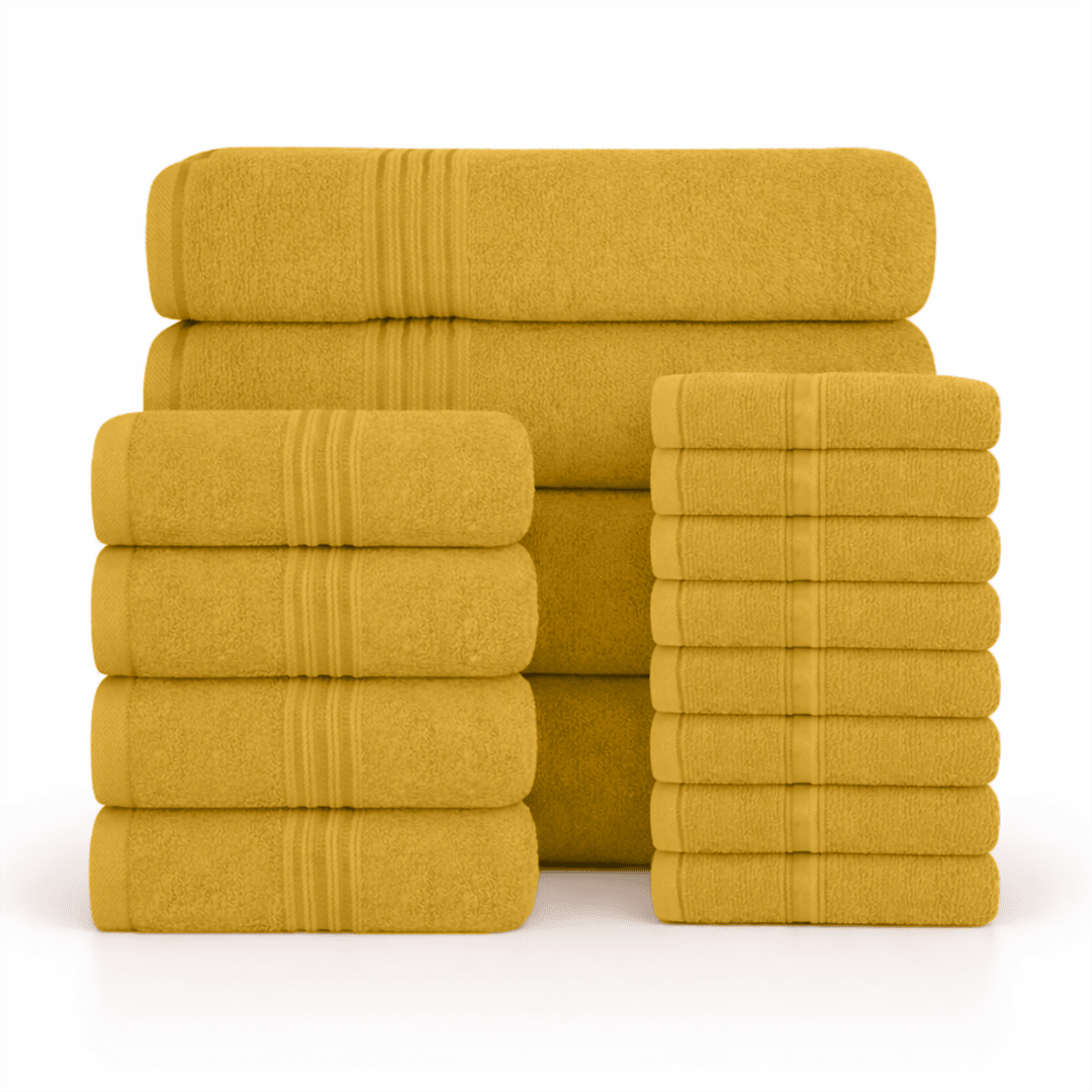 16 Piece Cotton Bath Towel Set - Plush, Absorbent, Quick - Drying Luxury - Bath Towels - Hurbane Home