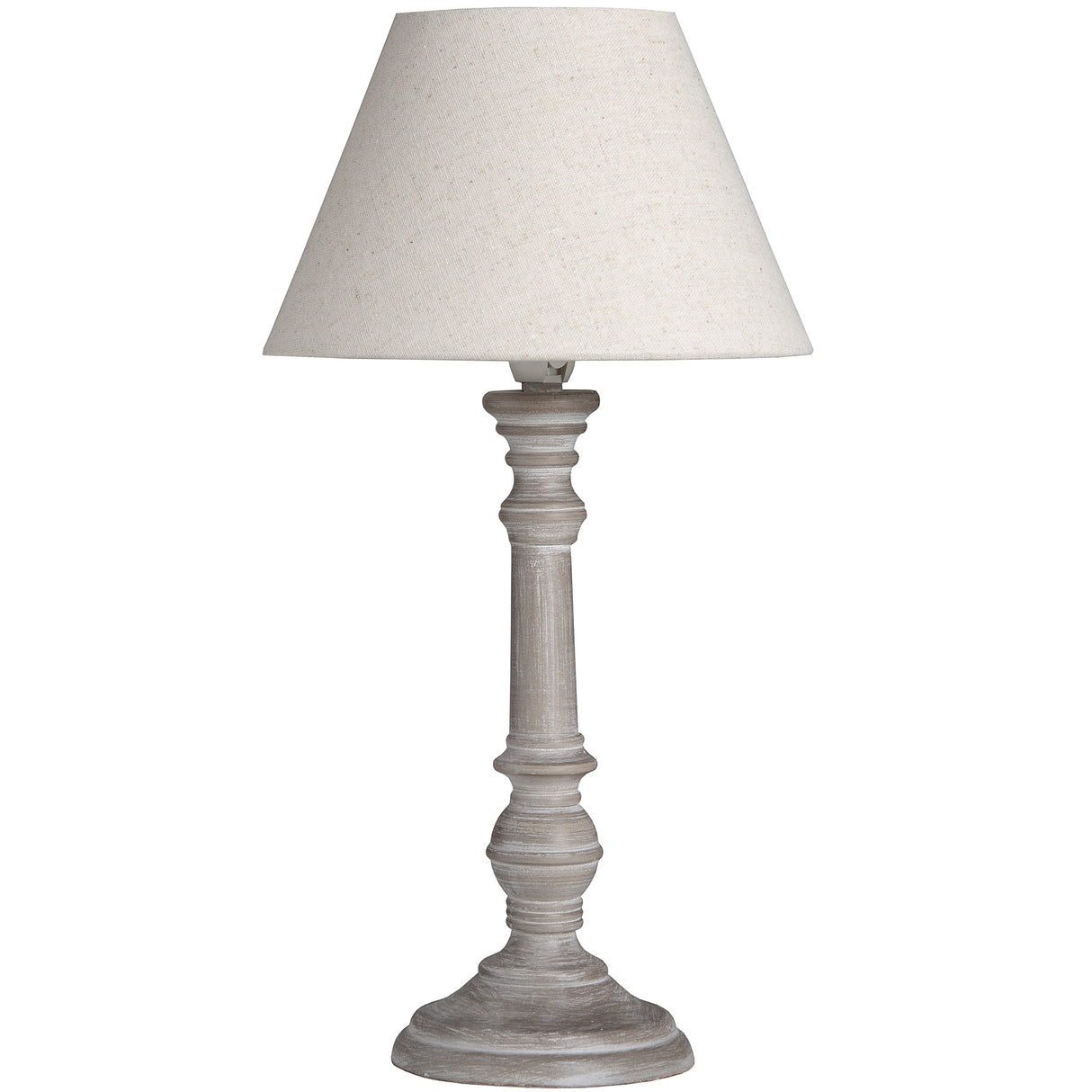 Pella Washed Wood Linen Shade Table Lamp - Rustic Accent Lighting