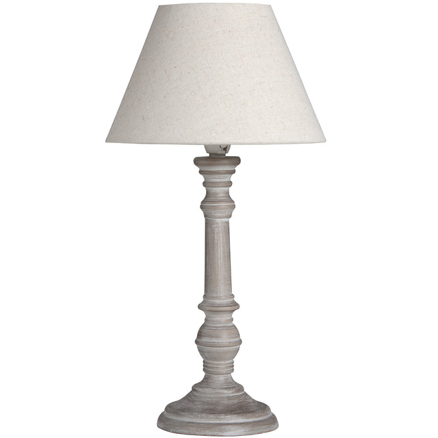 Pella Washed Wood Linen Shade Table Lamp - Rustic Accent Lighting