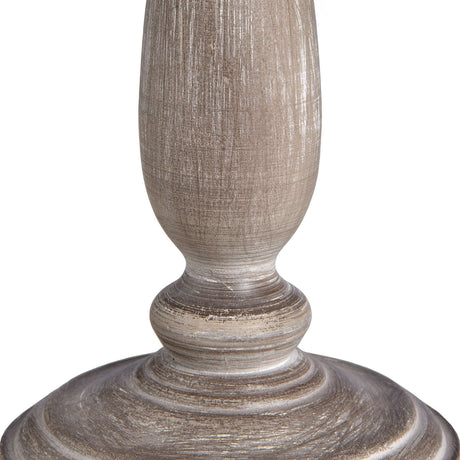 Whitewash Wooden Teos Table Lamp with Linen Shade Rustic Charm