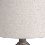 Whitewash Wooden Teos Table Lamp with Linen Shade Rustic Charm
